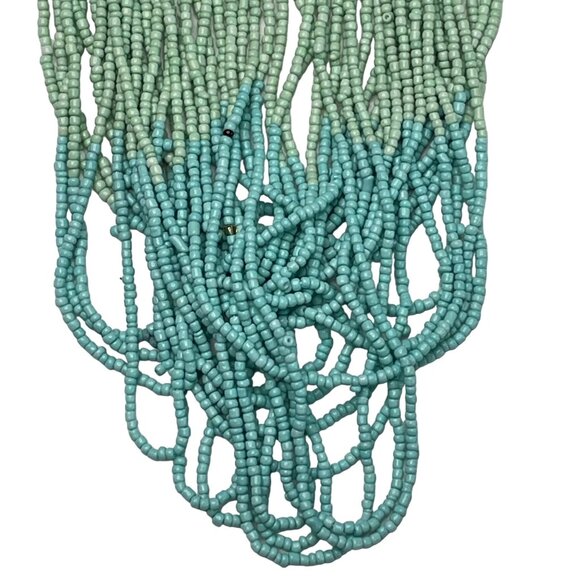 Boho Statement Strand Necklace Multi Strand Beaded  Turquoise Colored Jewelry u - Picture 4 of 5